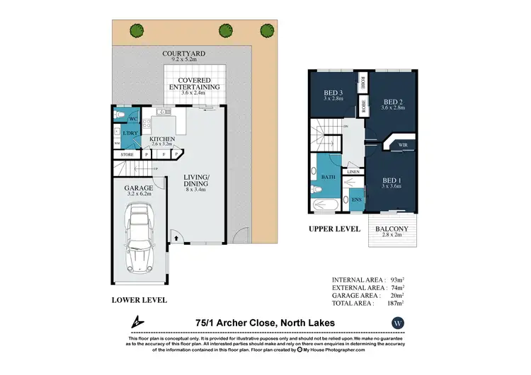 Floorplan of Homely townhouse listing, 75/1 Archer Close, North Lakes QLD 4509