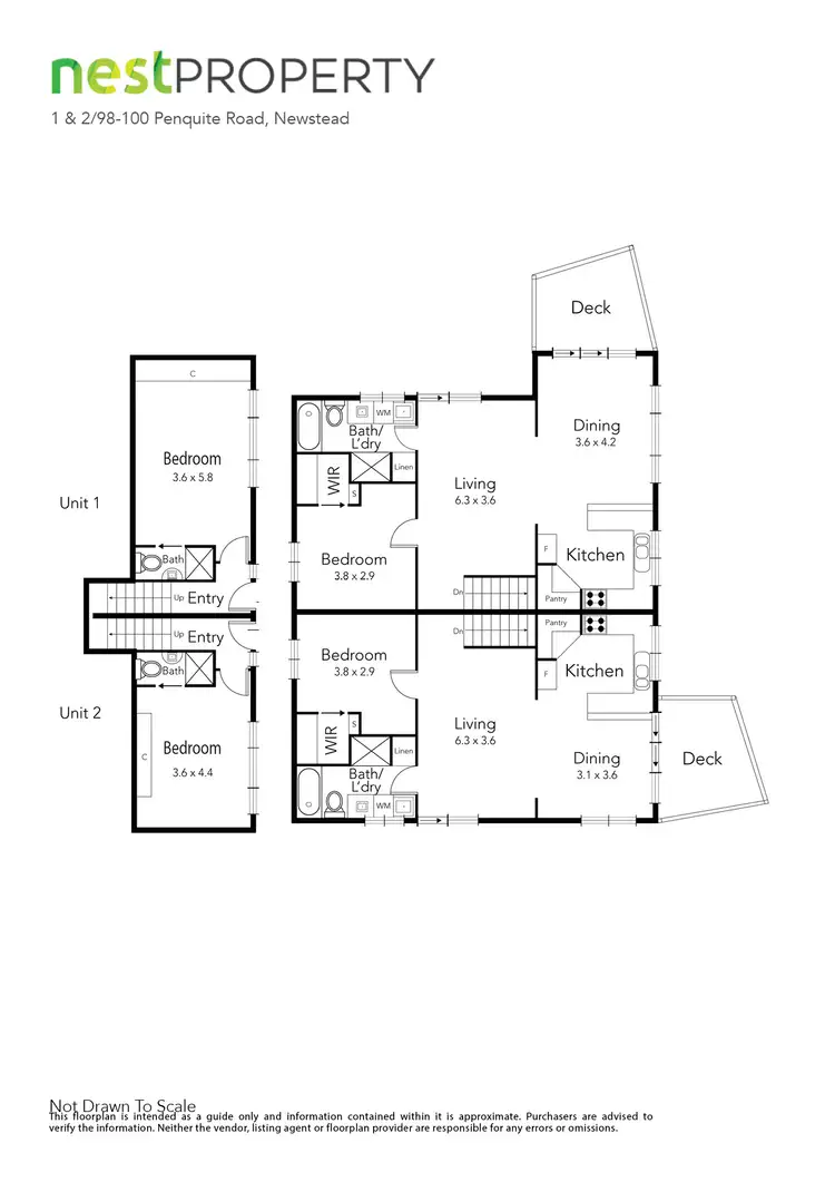 Floorplan of Homely apartment listing, 1 & 2/98-100 Penquite Road, Newstead TAS 7250