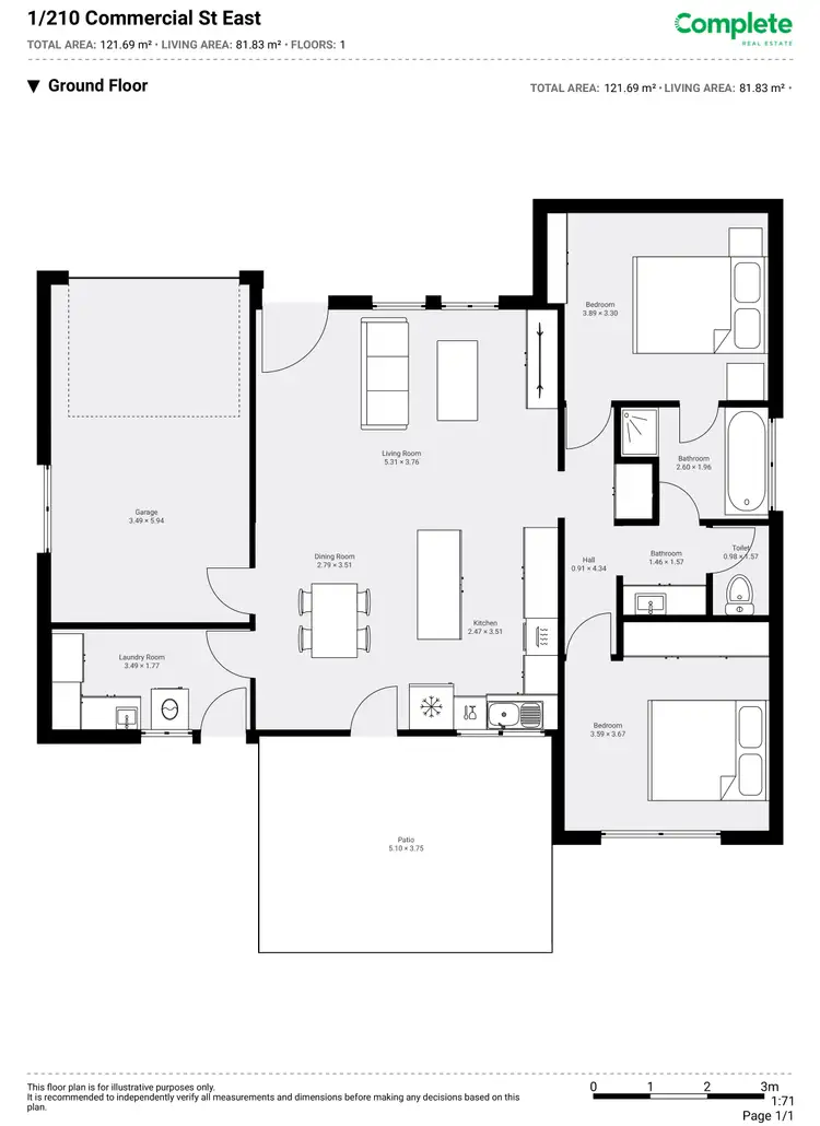 Floorplan of Homely unit listing, 1/210 COMMERCIAL STREET EAST, Mount Gambier SA 5290