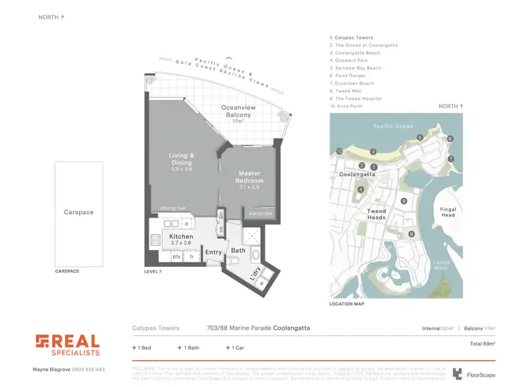 Floorplan of Homely unit listing, 703/88 Marine Parade 'Mantra', Coolangatta QLD 4225