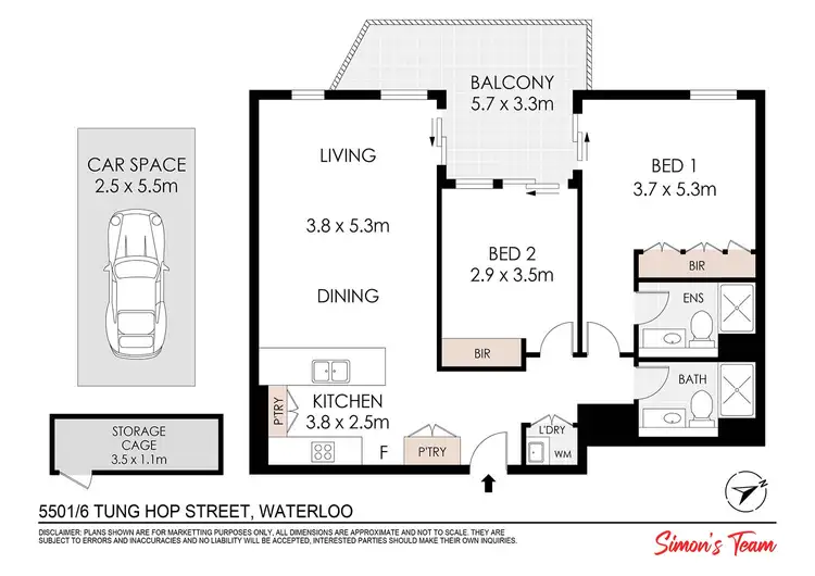 Floorplan of Homely apartment listing, 5501/6 Tung Hop Street, Waterloo NSW 2017