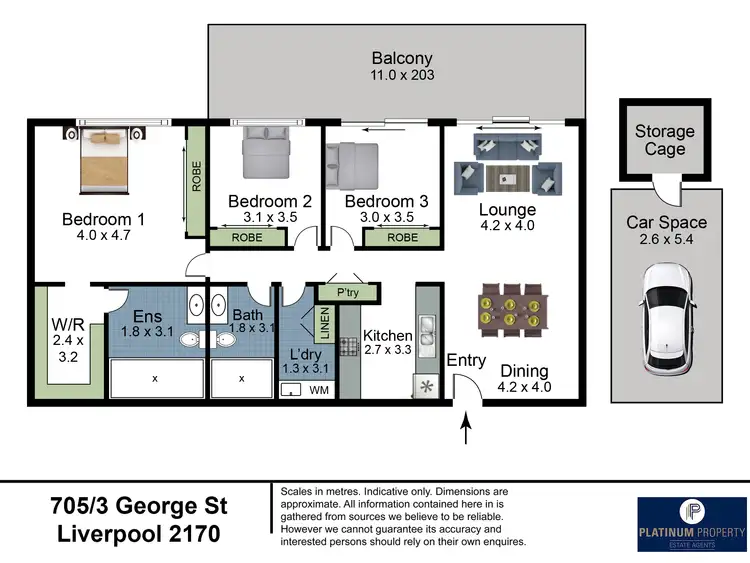 Floorplan of Homely apartment listing, 705/3 George Street, Liverpool NSW 2170