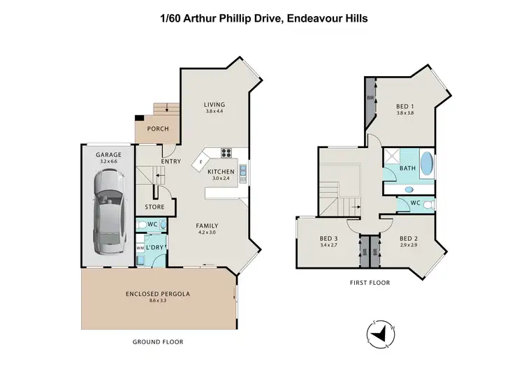 Floorplan of Homely townhouse listing, 1/60 Arthur Phillip Drive, Endeavour Hills VIC 3802