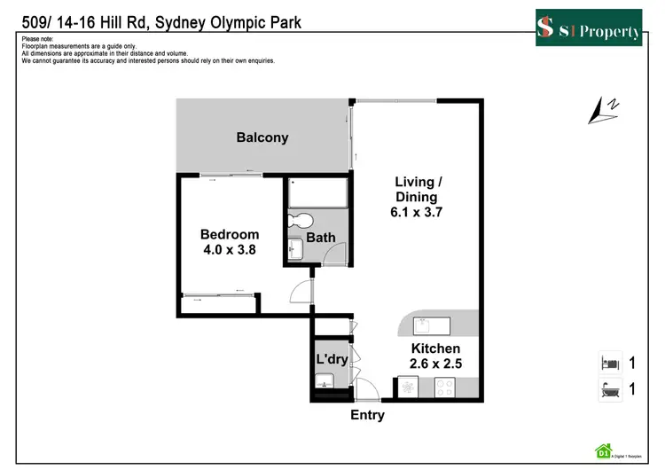Floorplan of Homely apartment listing, 509/16 Hill Road, Wentworth Point NSW 2127