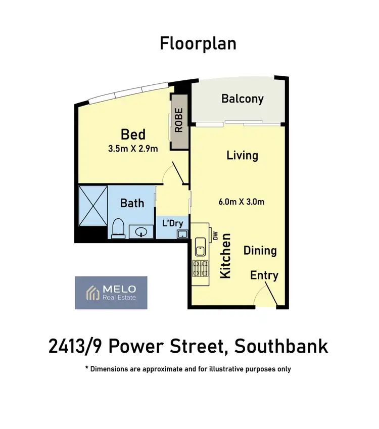 Floorplan of Homely apartment listing, 2413/9 Power Street, Southbank VIC 3006