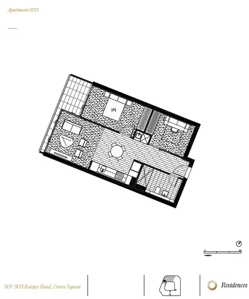 Floorplan of Homely apartment listing, A713/301-303 Botany Road, Zetland NSW 2017