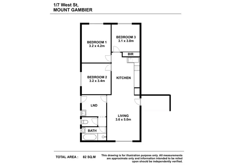Floorplan of Homely unit listing, 1/7 West Street, Mount Gambier SA 5290