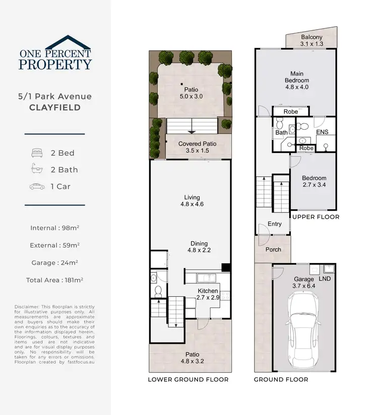 Floorplan of Homely townhouse listing, 5/1 Park Avenue, Clayfield QLD 4011