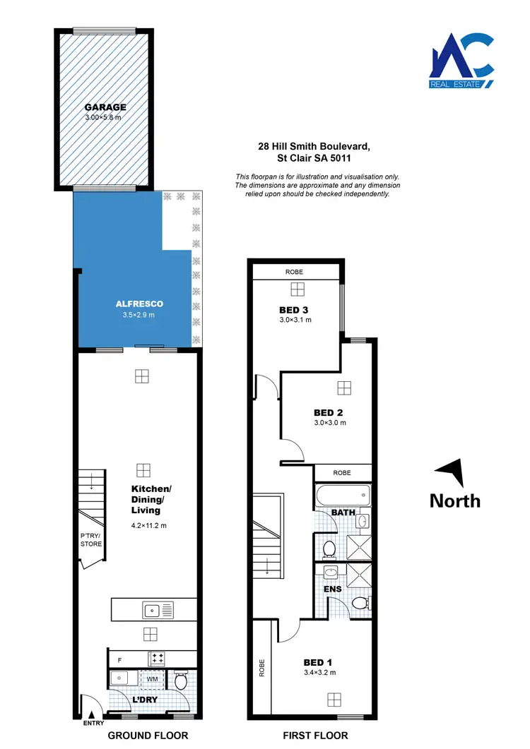 Floorplan of Homely townhouse listing, 28 Hill Smith Boulevard, St Clair SA 5011