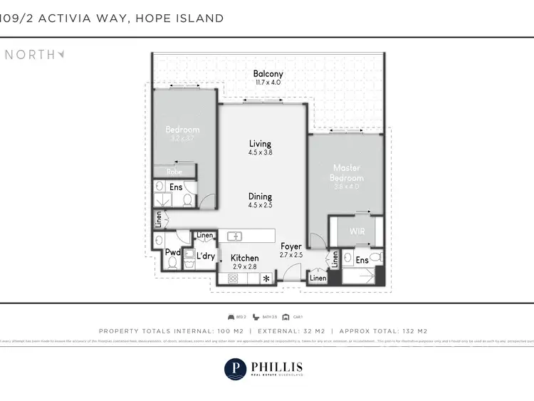 Floorplan of Homely apartment listing, 1109/2 Activa Way, Hope Island QLD 4212