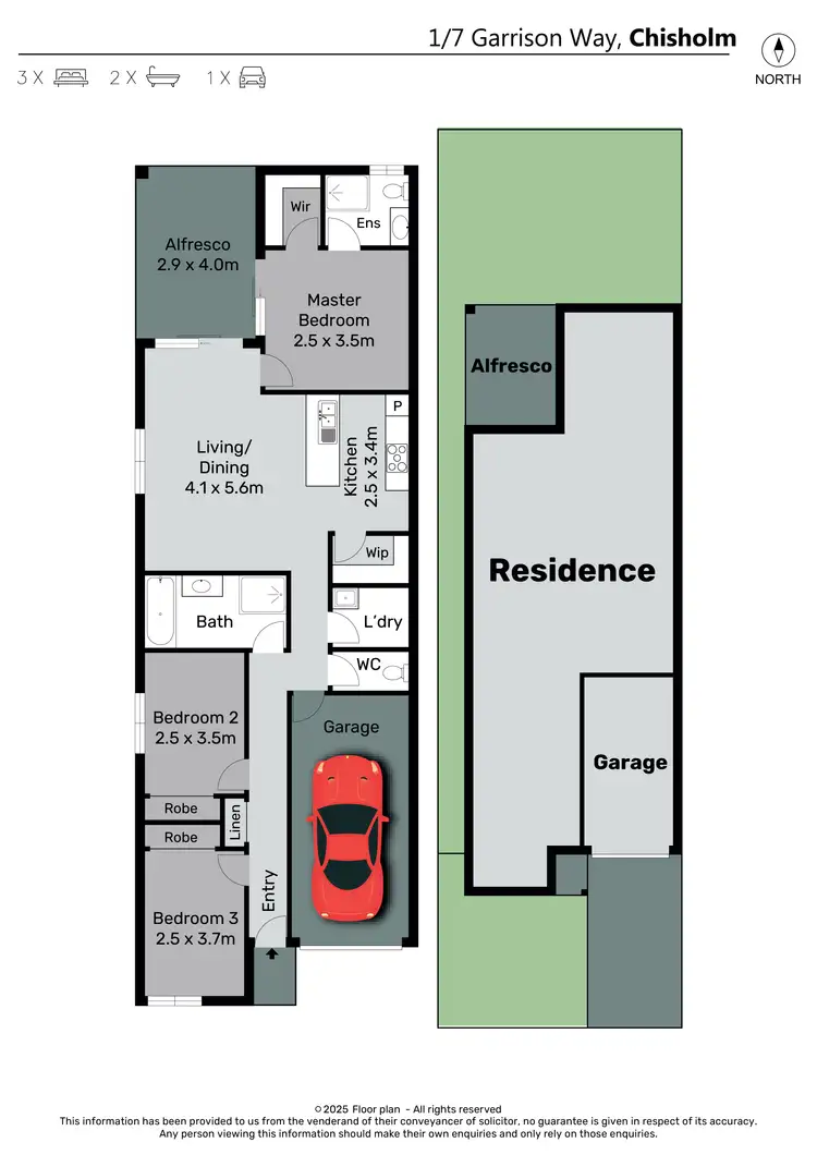 Floorplan of Homely semi-detached listing, 1/7 Garrison Way, Chisholm NSW 2322