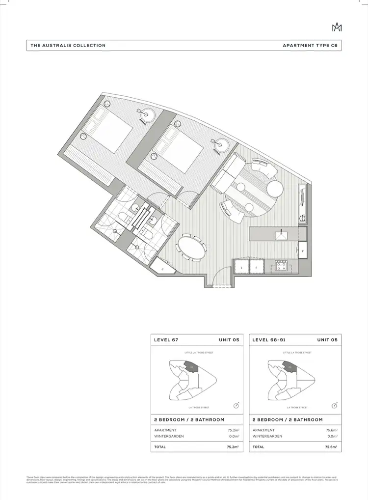 Floorplan of Homely apartment listing, 6305/228 La Trobe Street, Melbourne VIC 3000