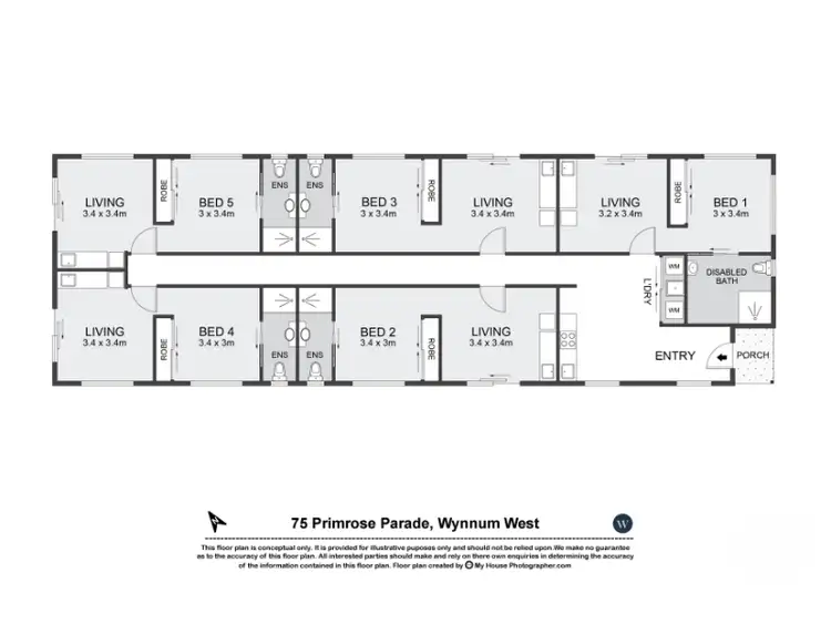Floorplan of Homely unit listing, 1/75 Primrose Parade, Wynnum West QLD 4178