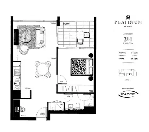 Floorplan of Homely apartment listing, 314/1 George Julius Avenue, Zetland NSW 2017