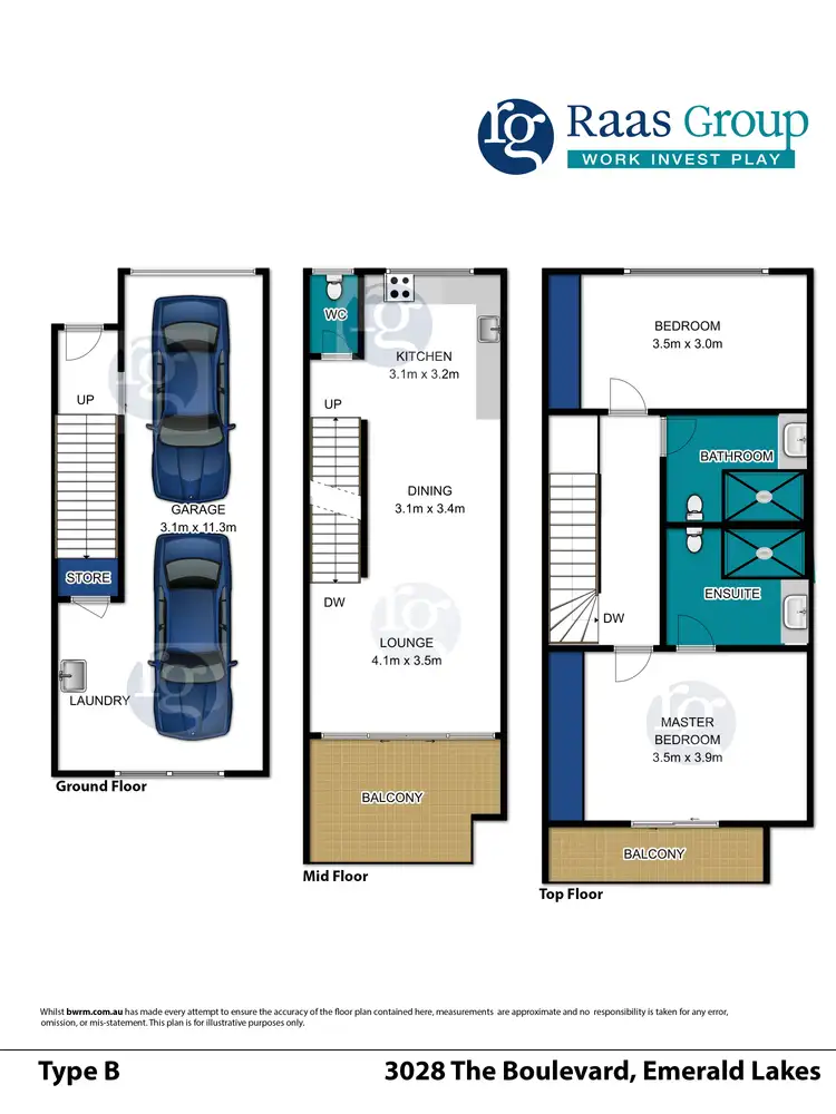 Floorplan of Homely townhouse listing, 43/3028 The Boulevard, Carrara QLD 4211