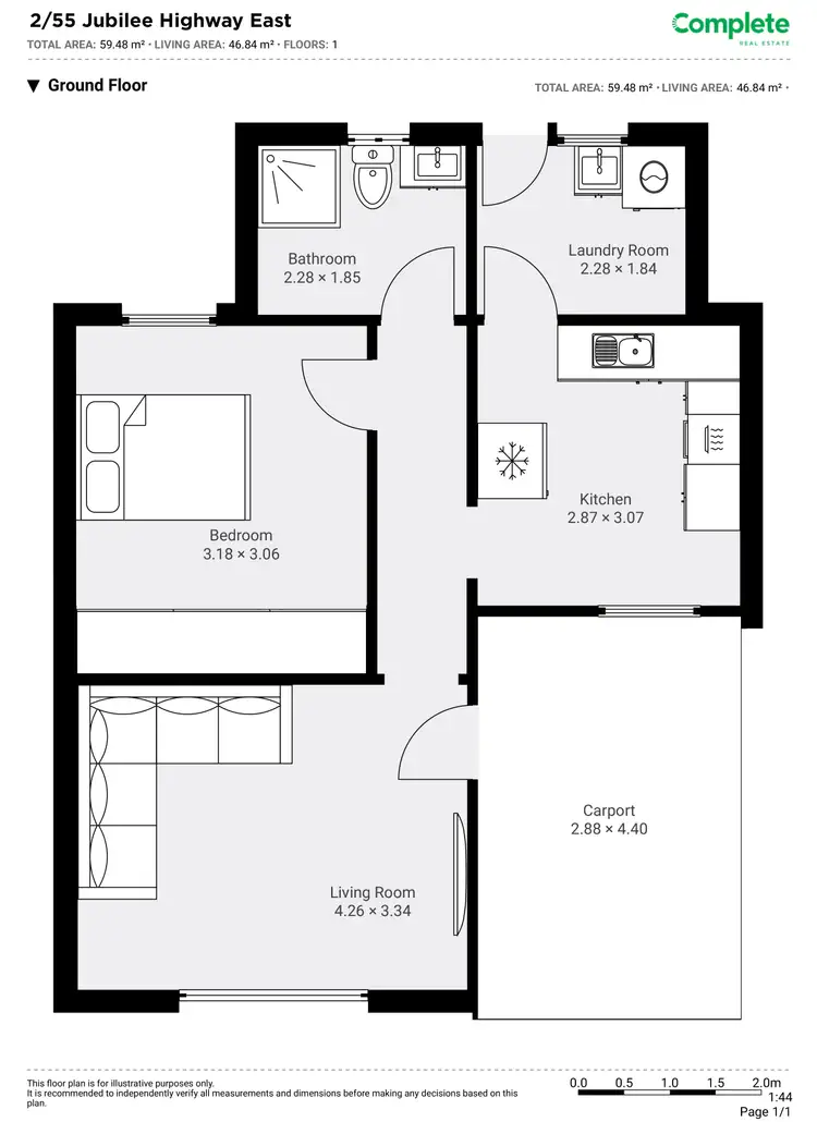 Floorplan of Homely unit listing, 2/55 JUBILEE HIGHWAY EAST, Mount Gambier SA 5290