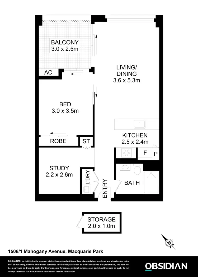 Floorplan of Homely apartment listing, One Bed/1 Mahogany Ave, Macquarie Park NSW 2113