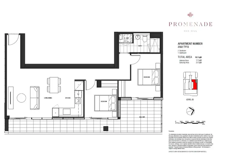 Floorplan of Homely apartment listing, 2502/36 Prospect Street, Box Hill VIC 3128