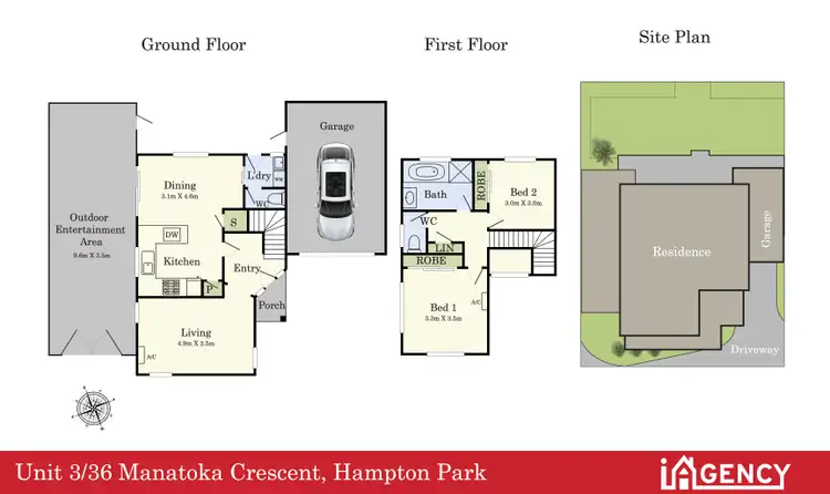 Floorplan of Homely townhouse listing, 3/36 Manatoka Crescent, Hampton Park VIC 3976