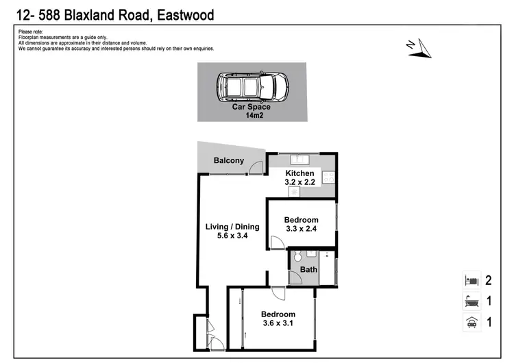 Floorplan of Homely unit listing, 12/588 Blaxland Road, Eastwood NSW 2122