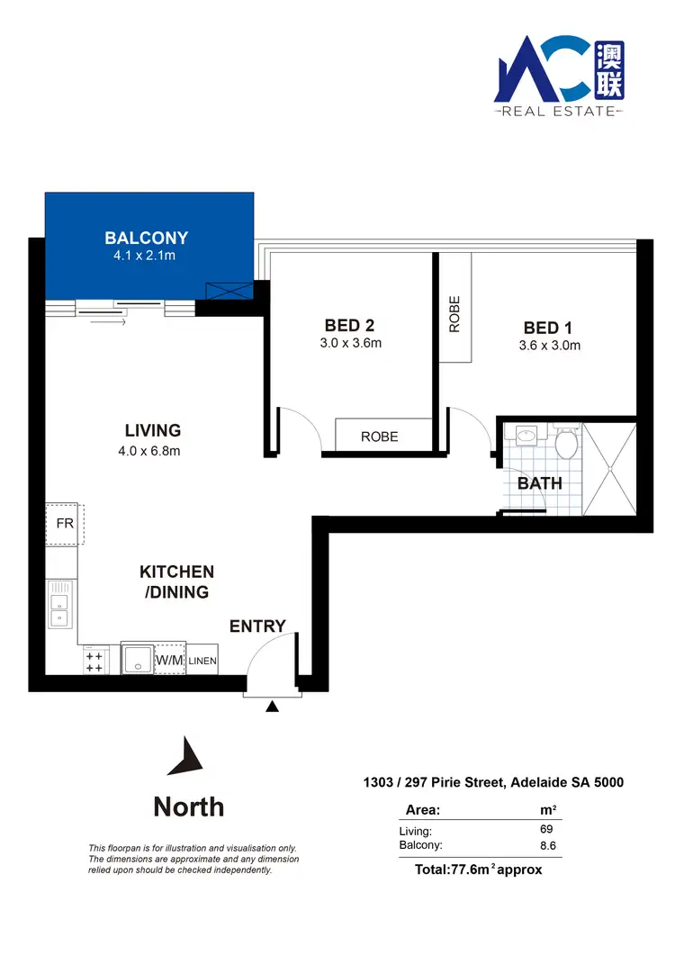 Floorplan of Homely apartment listing, 1303/297 Pirie Street, Adelaide SA 5000