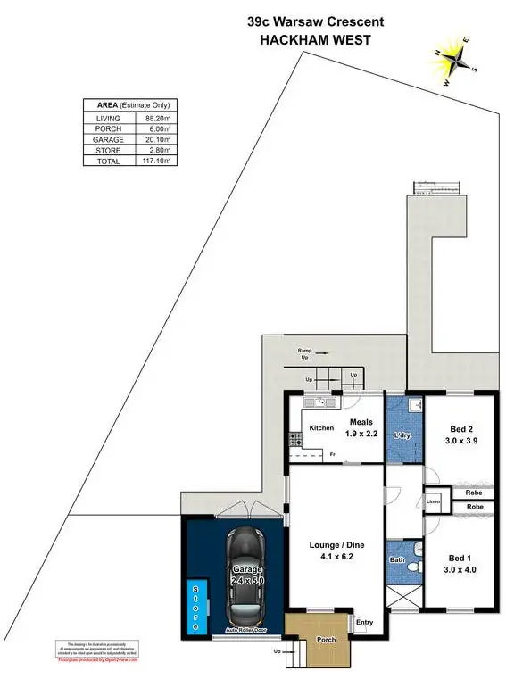 Floorplan of Homely semi-detached listing, 39C Warsaw Crescent, Hackham West SA 5163