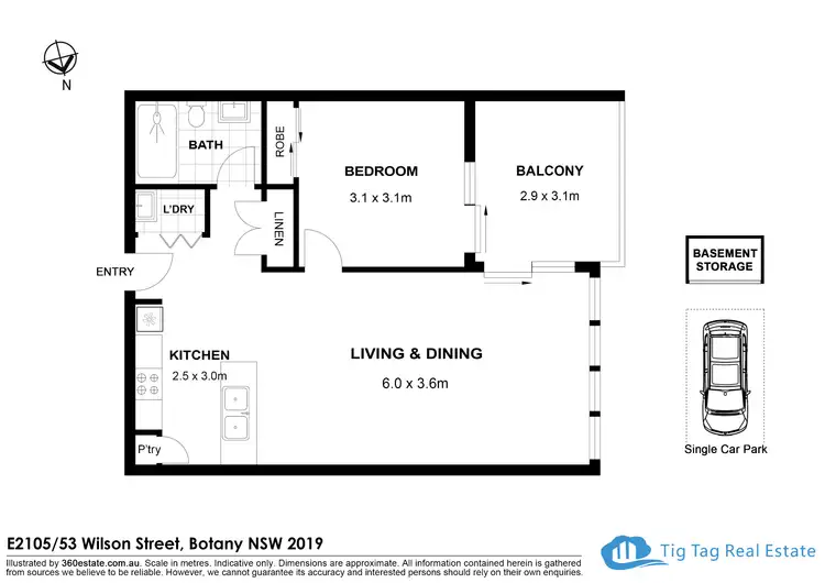 Floorplan of Homely apartment listing, E2105/53 Wilson Street, Botany NSW 2019