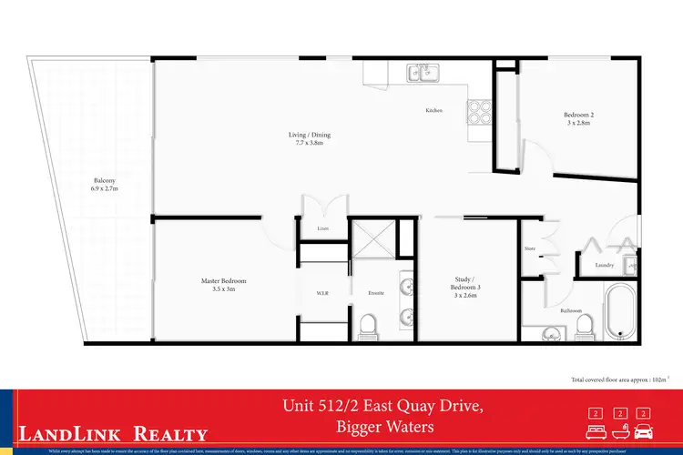 Floorplan of Homely apartment listing, 512/2 East Quay Drive, Biggera Waters QLD 4216