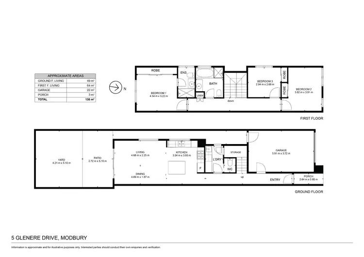 Floorplan of Homely semi-detached listing, 5 Glenere Drive, Modbury SA 5092