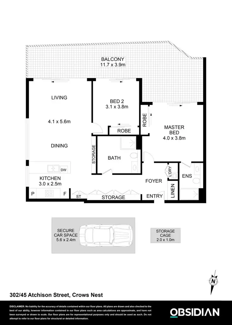 Floorplan of Homely apartment listing, 302/45 Atchison Street, Crows Nest NSW 2065