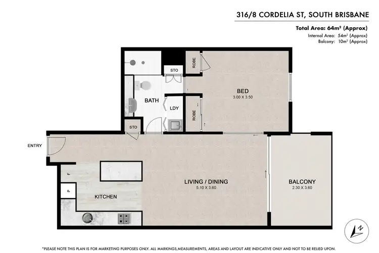 Floorplan of Homely apartment listing, 316/8 Cordelia Street, South Brisbane QLD 4101
