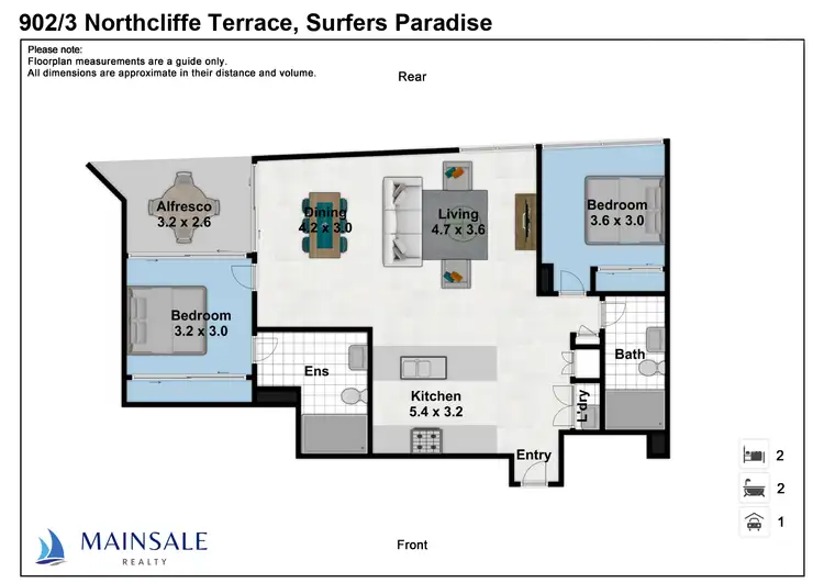 Floorplan of Homely apartment listing, 902/3 Northcliffe Terrace, Surfers Paradise QLD 4217