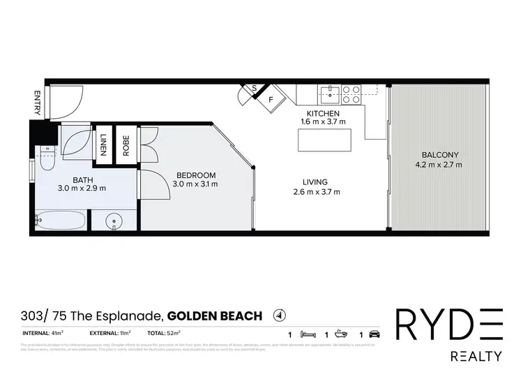 Floorplan of Homely unit listing, 303/75 ESPLANADE, Golden Beach QLD 4551