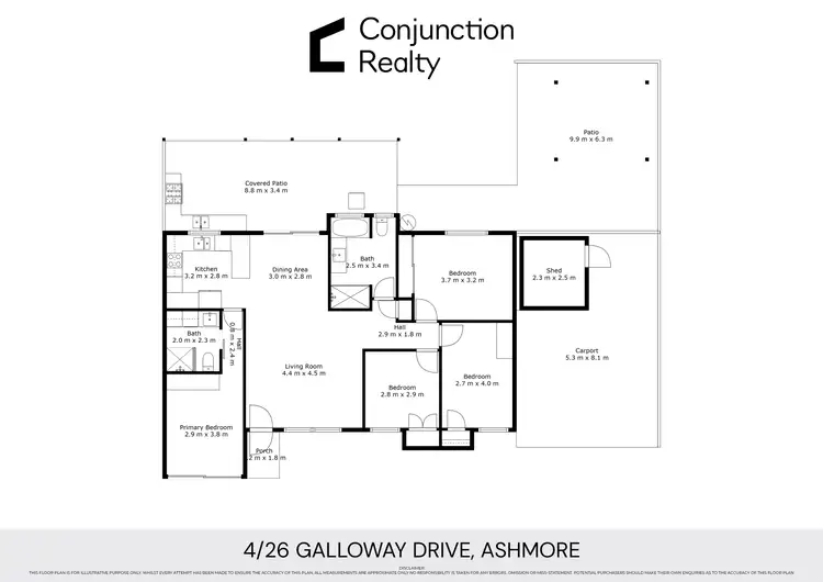 Floorplan of Homely semi-detached listing, 4/26 Galloway Drive, Ashmore QLD 4214