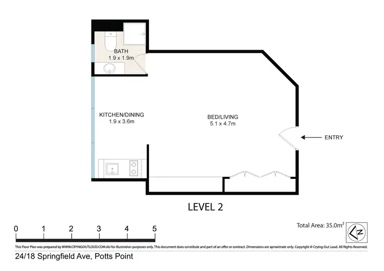 Floorplan of Homely studio listing, 24/18 Springfield Avenue, Potts Point NSW 2011