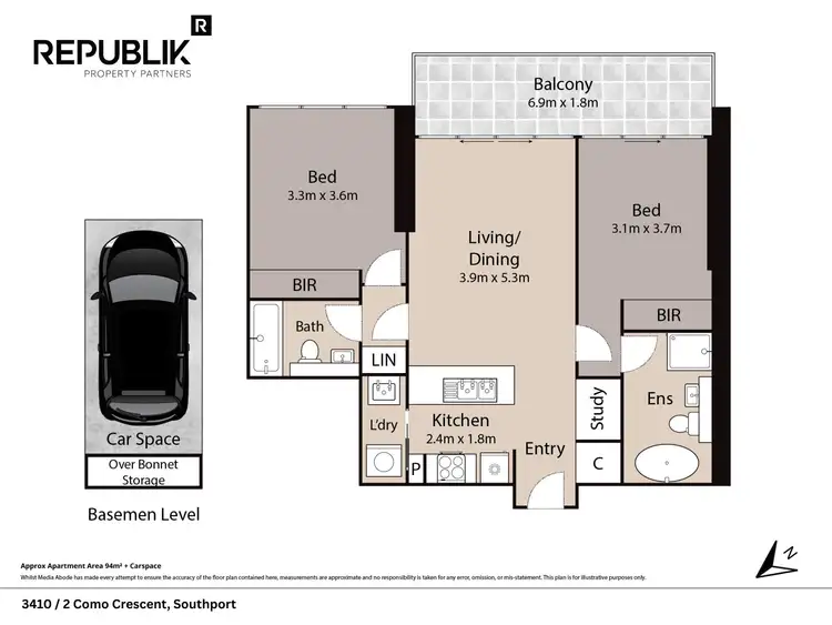 Floorplan of Homely apartment listing, 3410/2 Como Crescent, Southport QLD 4215