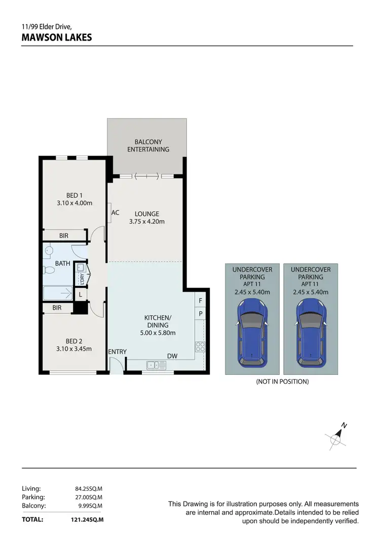 Floorplan of Homely unit listing, 11/99 ELDER DRIVE, Mawson Lakes SA 5095