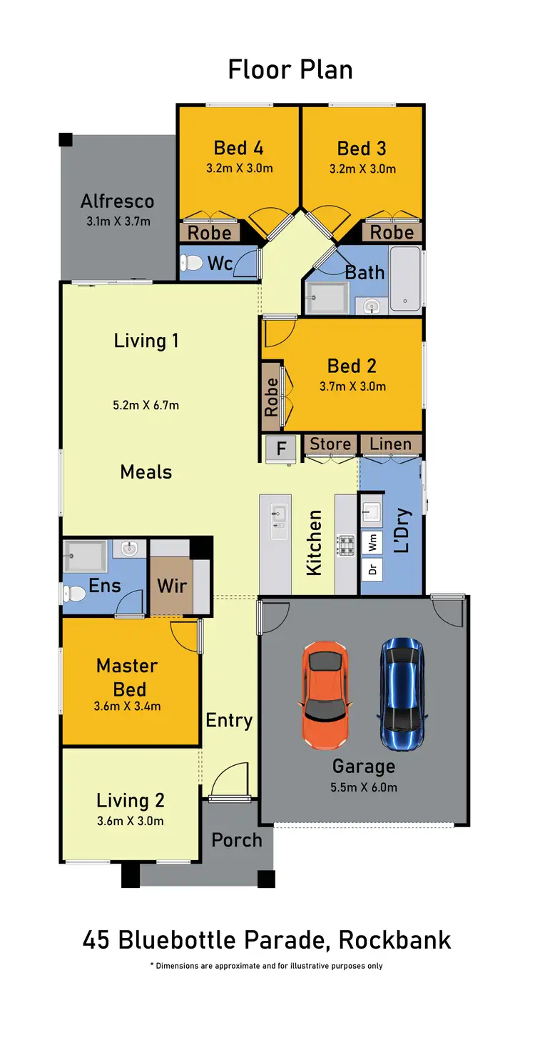 Floorplan of Homely house listing, 45 Bluebottle Parade, Rockbank VIC 3335