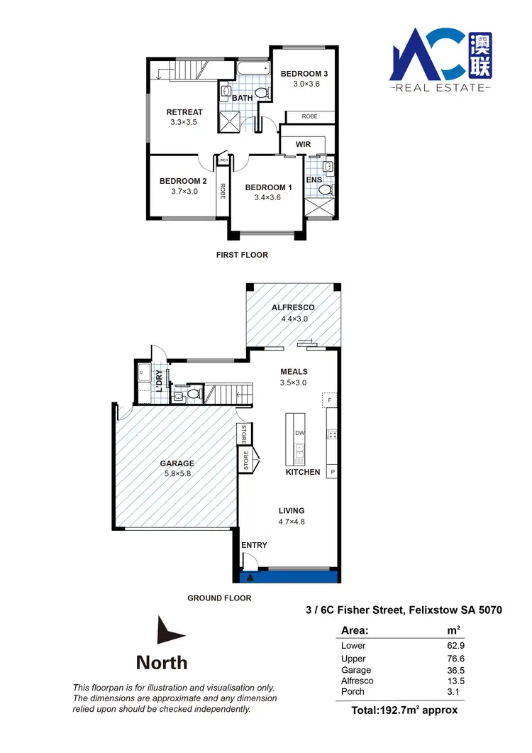 Floorplan of Homely townhouse listing, 3/6C Fisher Street, Felixstow SA 5070