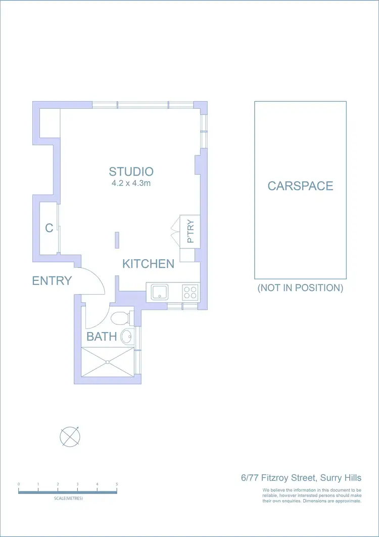 Floorplan of Homely studio listing, 6/77 Fitzroy Street, Surry Hills NSW 2010