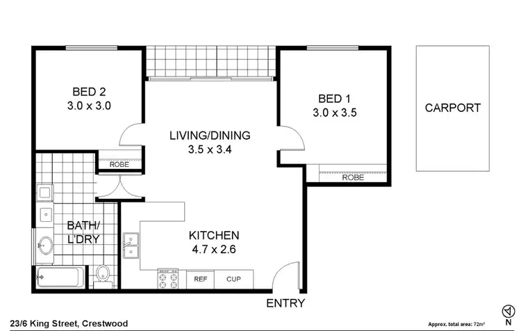 Floorplan of Homely unit listing, 23/6 King Street, Crestwood NSW 2620