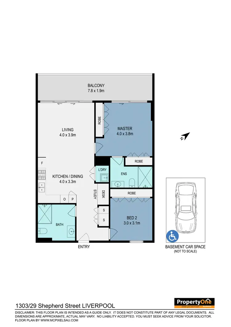 Floorplan of Homely apartment listing, 1303/30 Shepherd Street, Liverpool NSW 2170