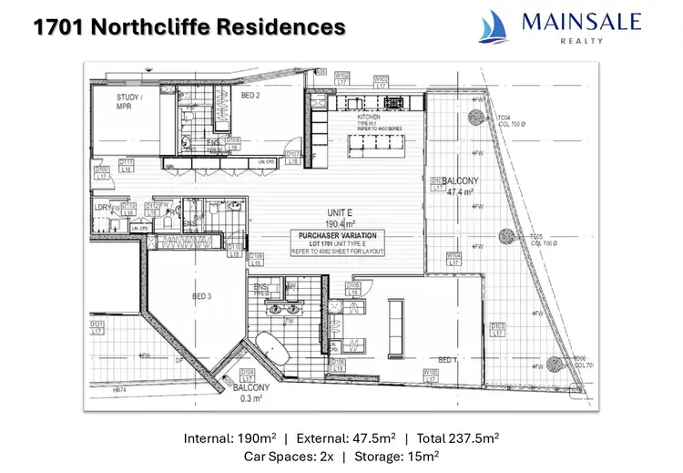 Floorplan of Homely apartment listing, 1701/3 Northcliffe Terrace, Surfers Paradise QLD 4217