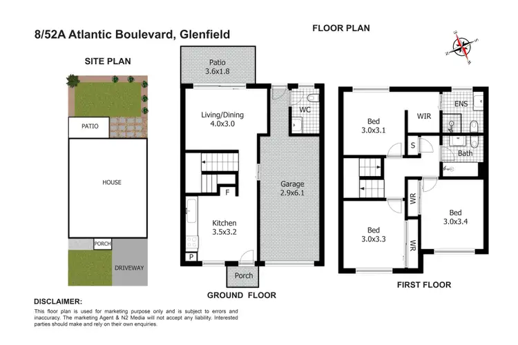 Floorplan of Homely townhouse listing, 8/52A Atlantic Boulevard, Glenfield NSW 2167