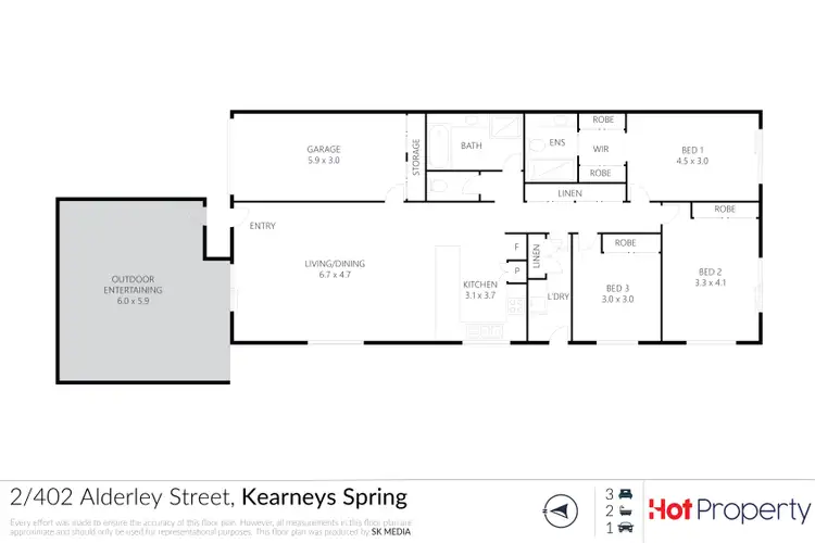 Floorplan of Homely unit listing, 2/402 Alderley Street, Kearneys Spring QLD 4350