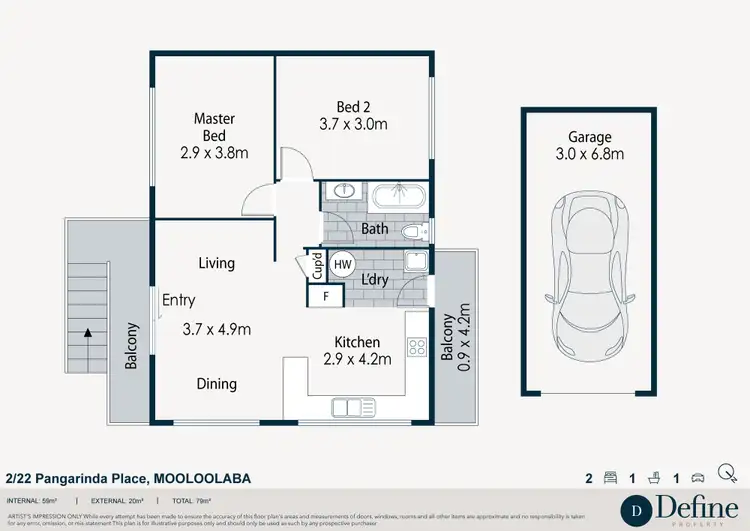 Floorplan of Homely unit listing, 2/22 Pangarinda Place, Mooloolaba QLD 4557