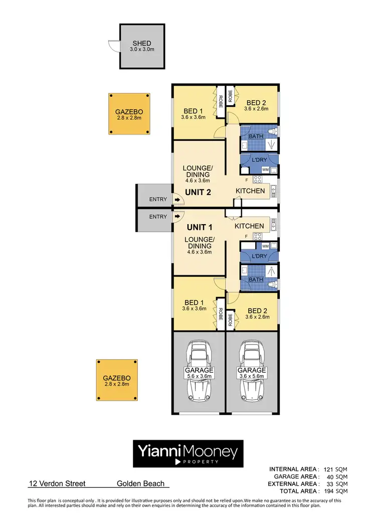 Floorplan of Homely block of units listing, 1 & 2/12 Verdon Street, Golden Beach QLD 4551