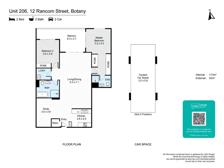 Floorplan of Homely apartment listing, 206/12 RANCOM STREET, Botany NSW 2019