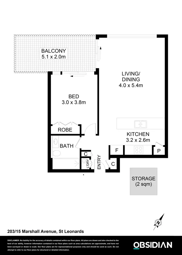 Floorplan of Homely apartment listing, 203/15 Marshall Avenue, St Leonards NSW 2065