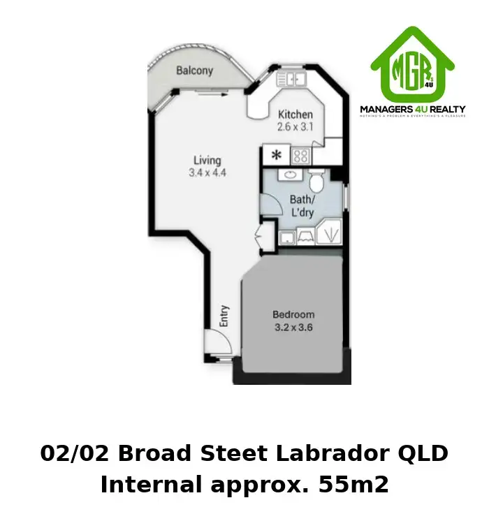 Floorplan of Homely unit listing, 2/2 Broad Street, Labrador QLD 4215